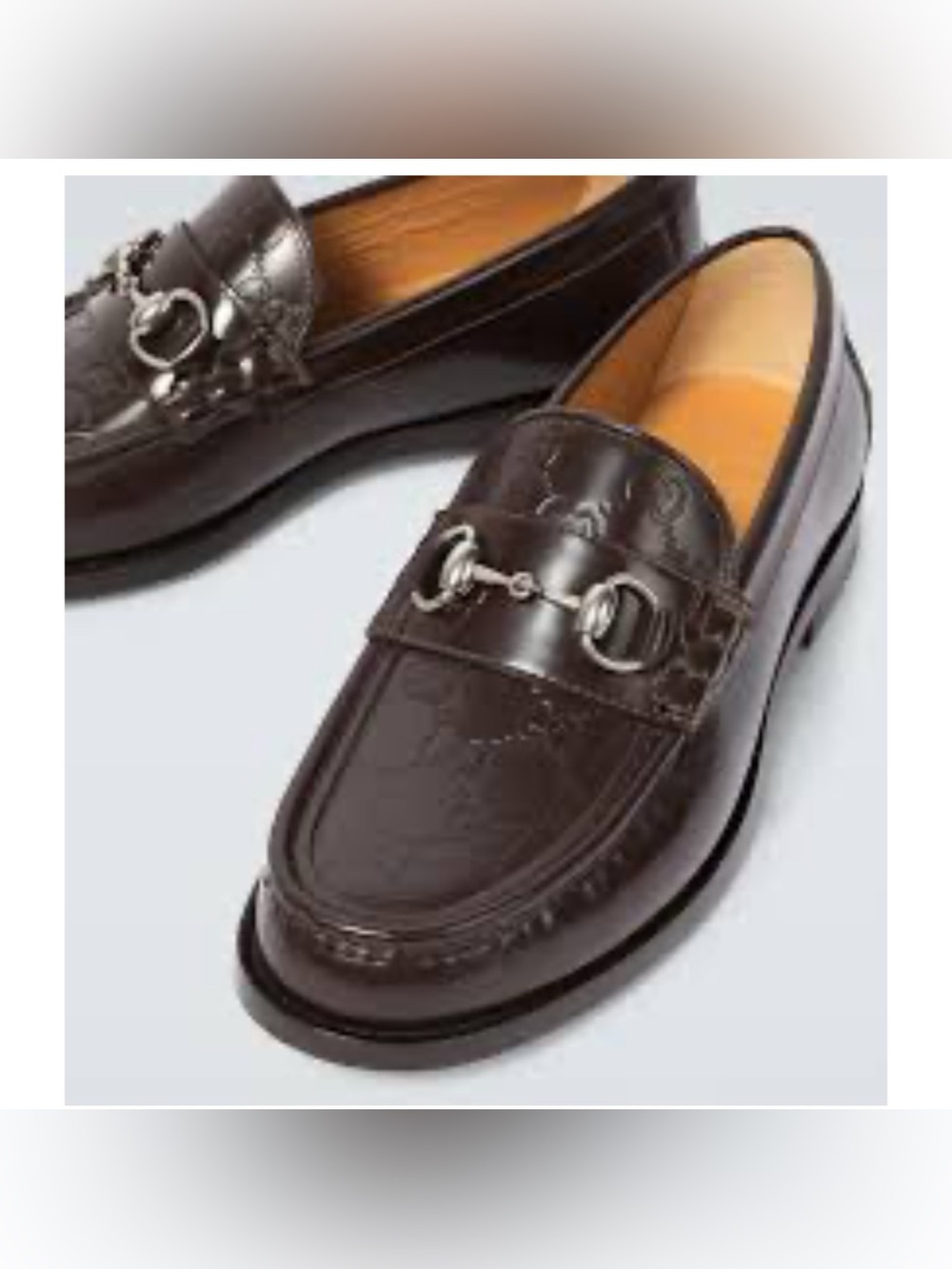 Gucci KAVEH GG
embossed leather loafers size 7.5 fits 8.5 US made in Italy